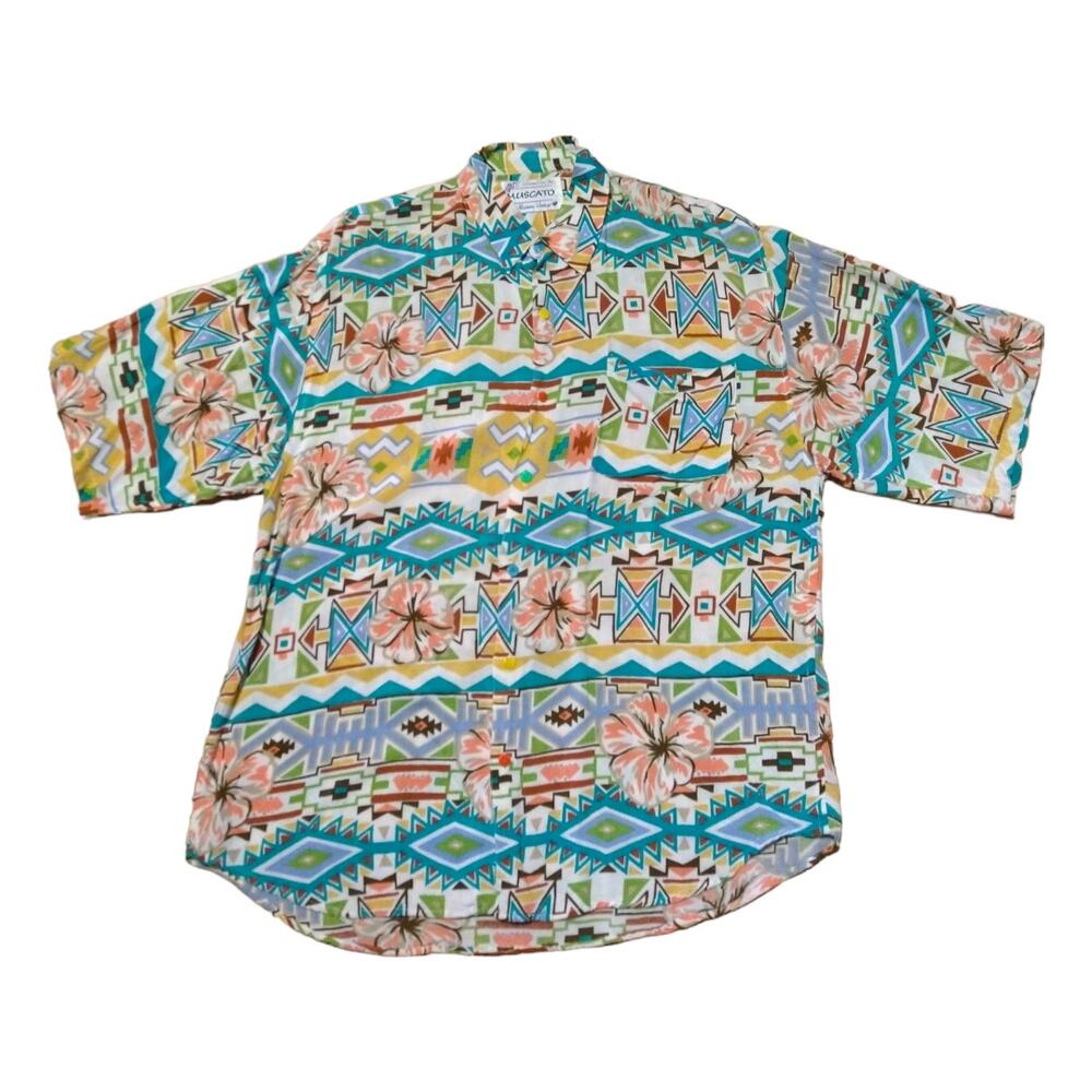 90's Vintage Southwestern Button down Shirt size Large Hawaiian